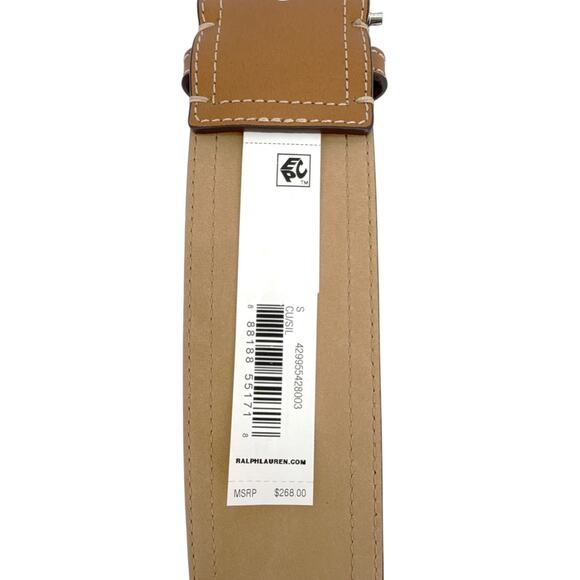 POLO RALPH LAUREN Elongated-Buckle Leather Belt in Cuoio & Silver S main image 3
